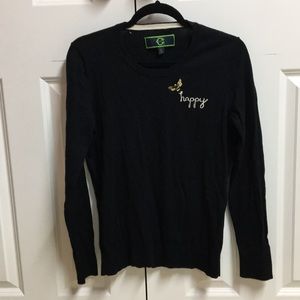 C Wonder Black Bee Happy Crewneck Sweater